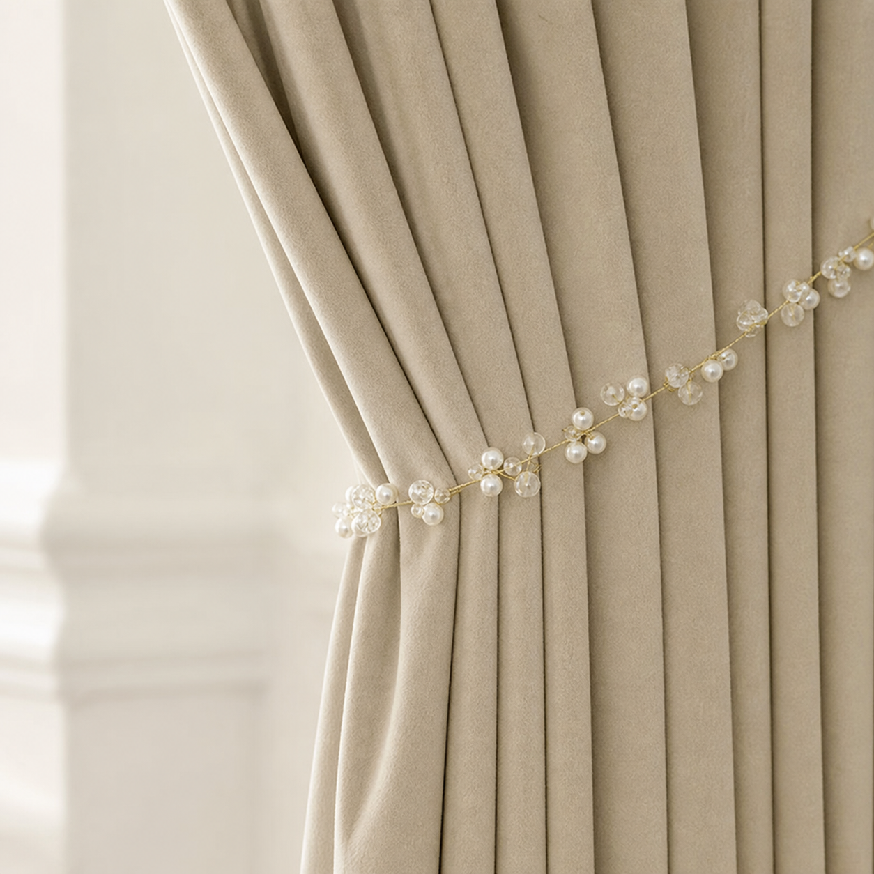 MERIN-O-Z CHAMPAGNE MIST Velvet Blackout Curtains