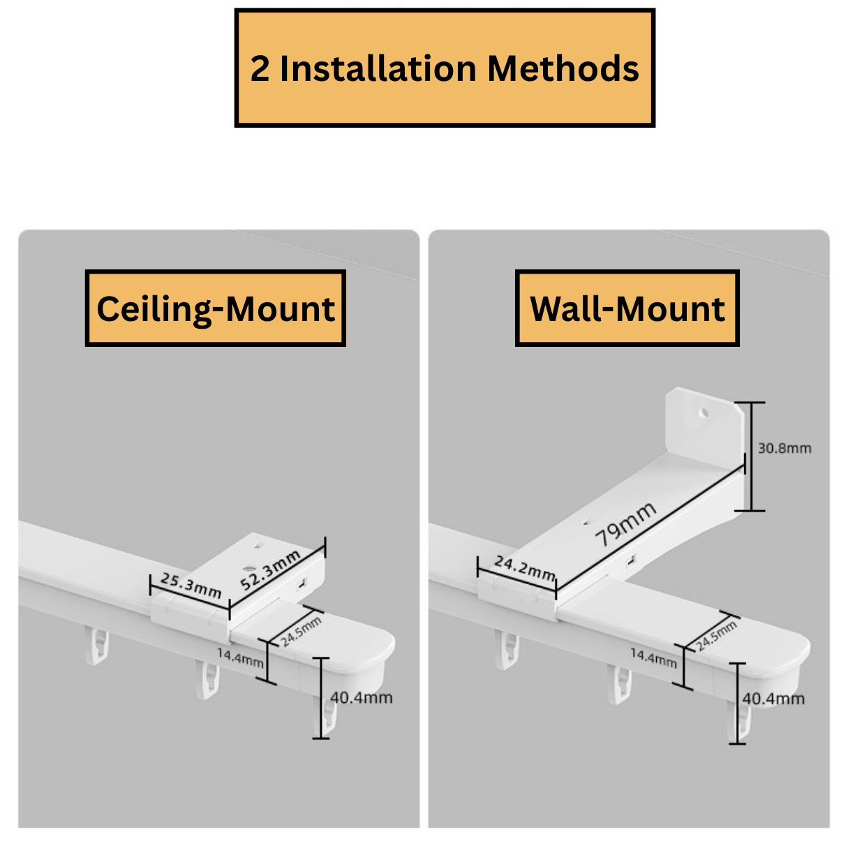 Extendable S-Fold / Wave-Fold Curtain Track (226–322cm)
