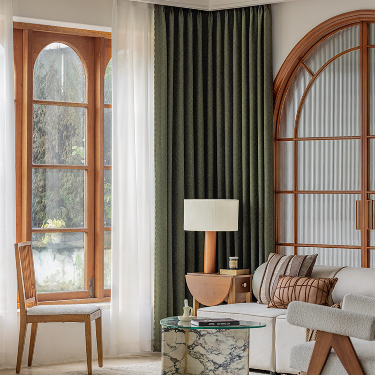 FOREST HAZE Chenille Blackout Curtains
