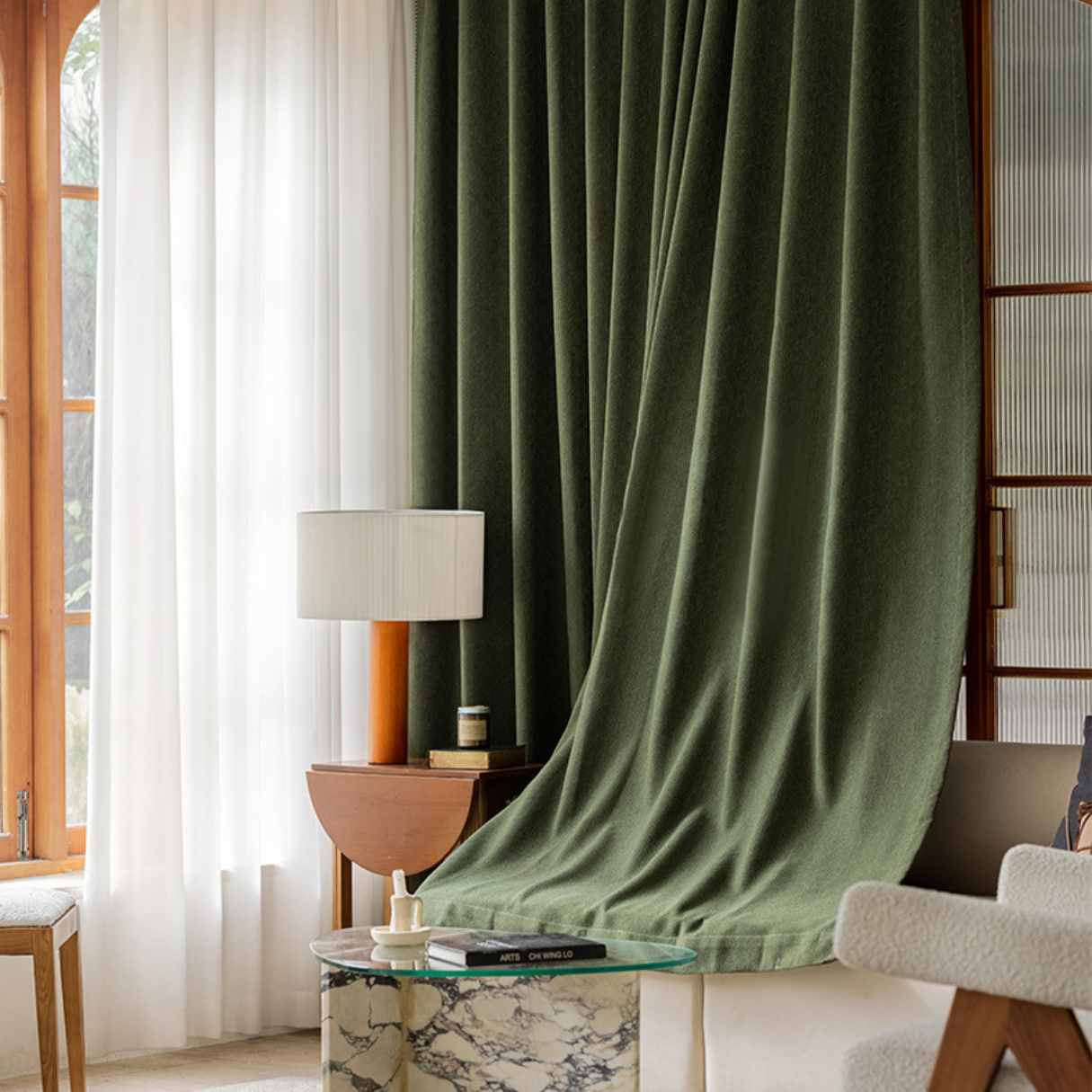 FOREST HAZE Chenille Blackout Curtains