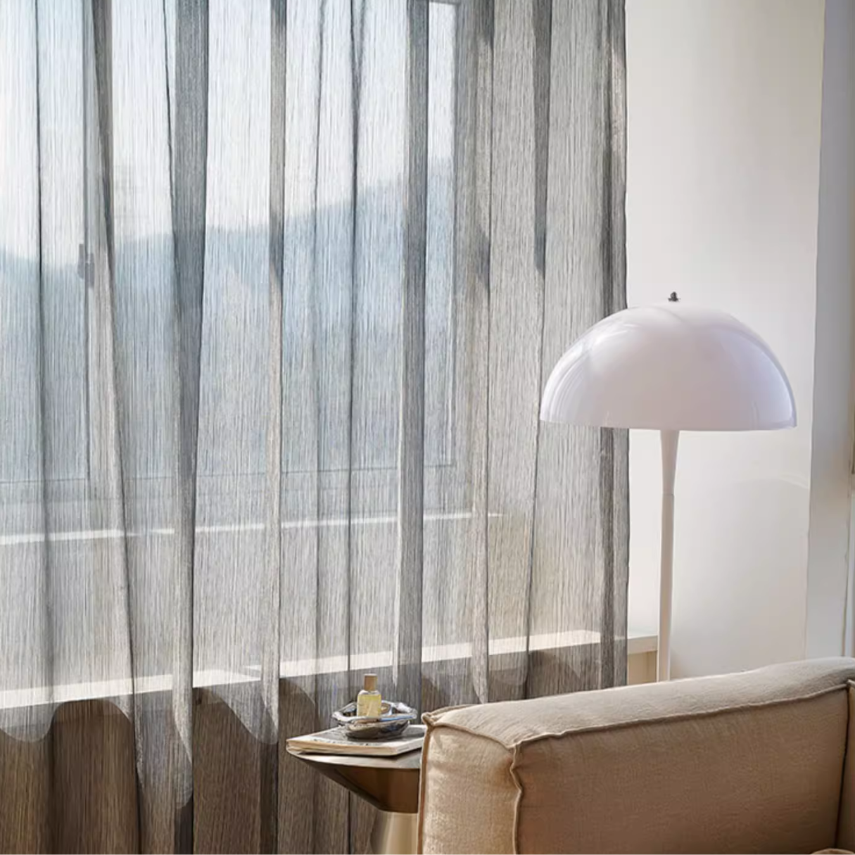 ÉCLAT VOILE Shimmering Sheer Curtain - Silvery Charcoal