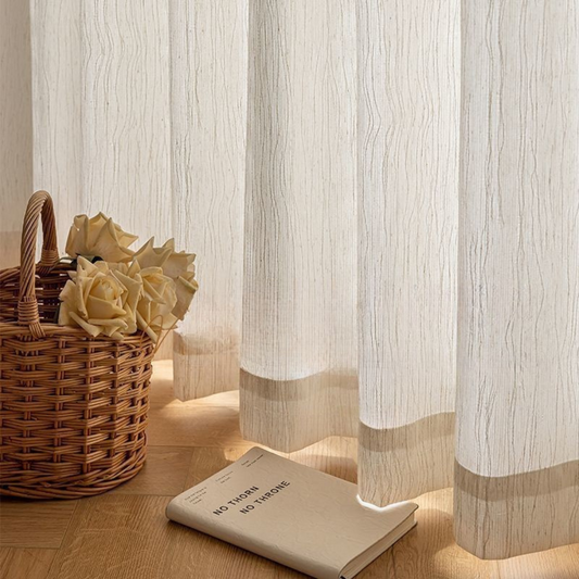 WILLOW MIST Faux Linen Sheer Curtains