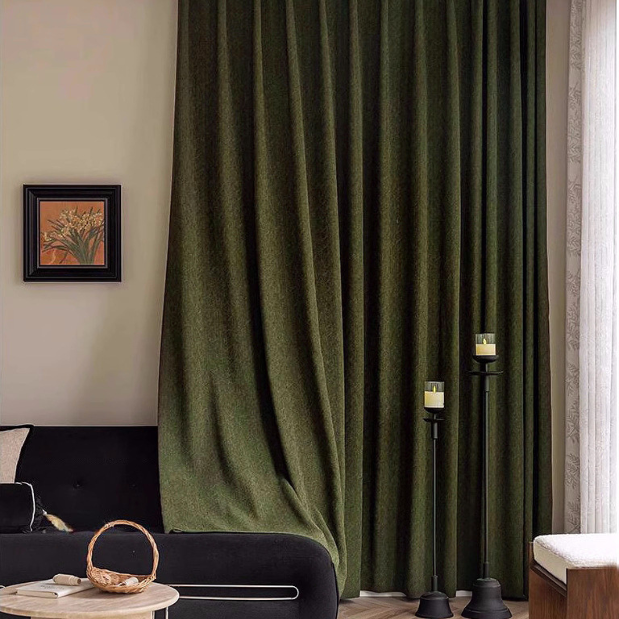 FOREST HAZE Chenille Blackout Curtains