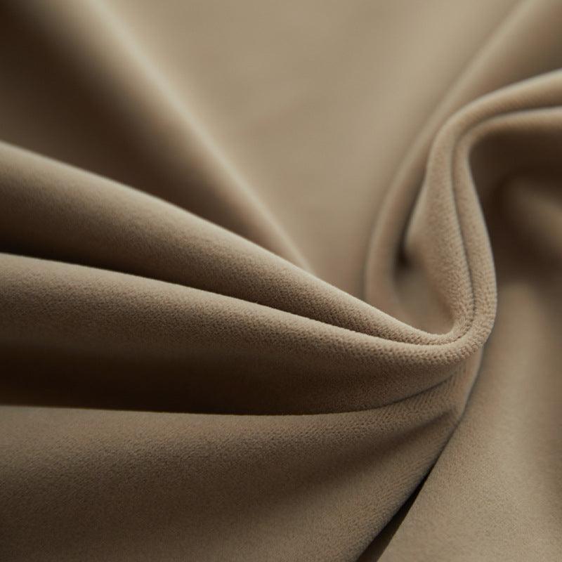 Almond Brown Velvet Blackout Curtains - Home Curtains