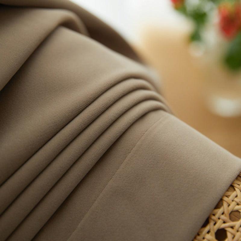 Almond Brown Velvet Blackout Curtains - Home Curtains