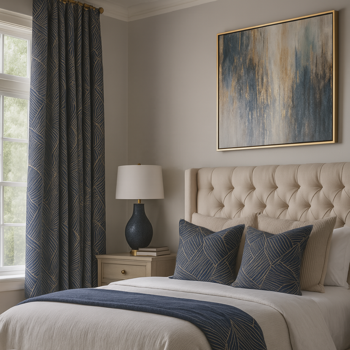 Aurum & Azure – Luxury High-Density Jacquard Curtains