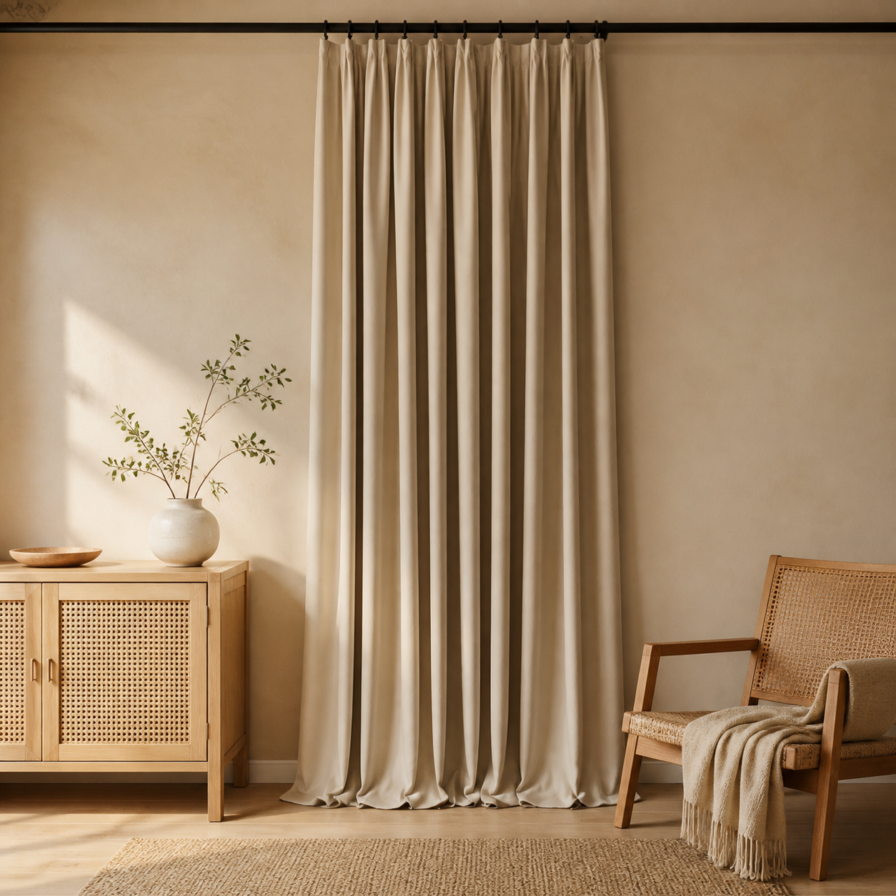 MERIN-O-Z CHAMPAGNE MIST Velvet Blackout Curtains