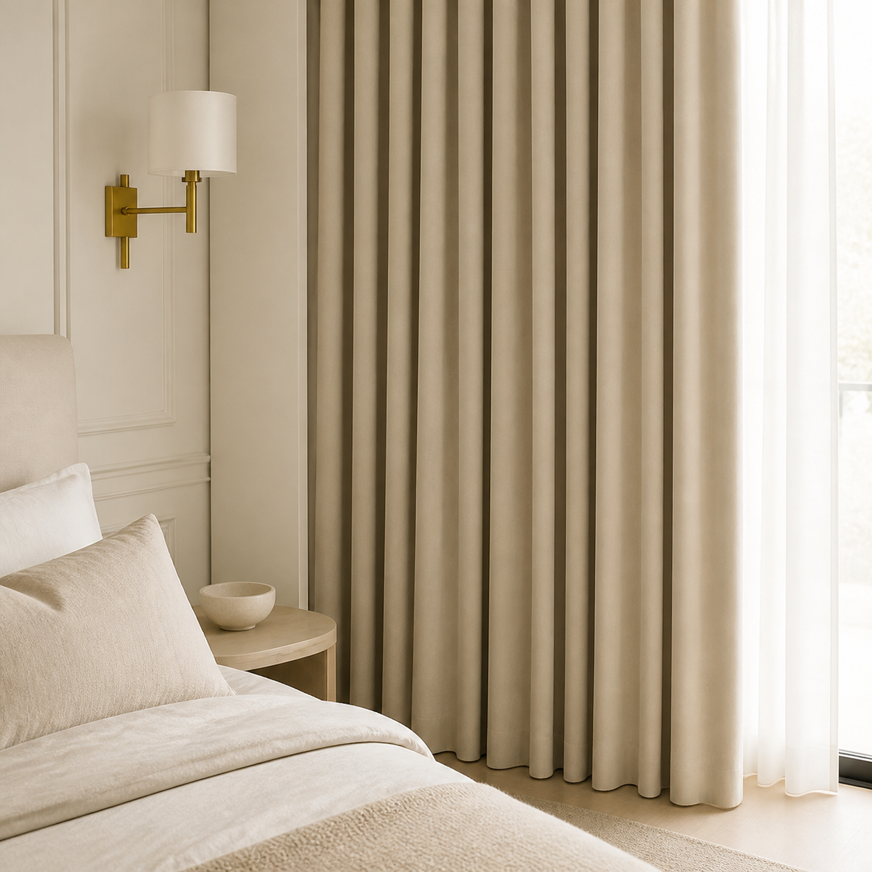 MERIN-O-Z CHAMPAGNE MIST Velvet Blackout Curtains