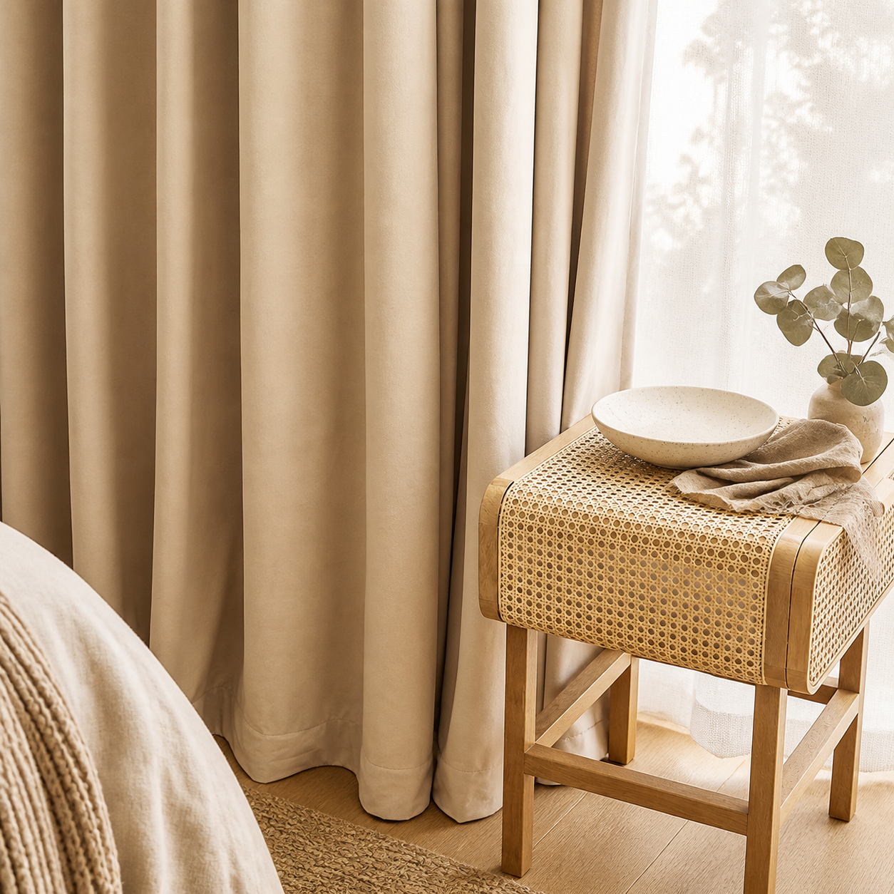 MERIN-O-Z CHAMPAGNE MIST Velvet Blackout Curtains