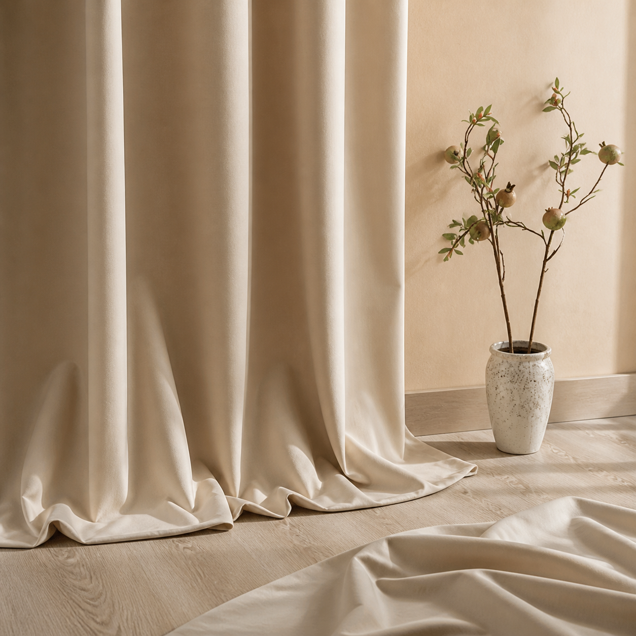 MERIN-O-Z CHAMPAGNE MIST Velvet Blackout Curtains