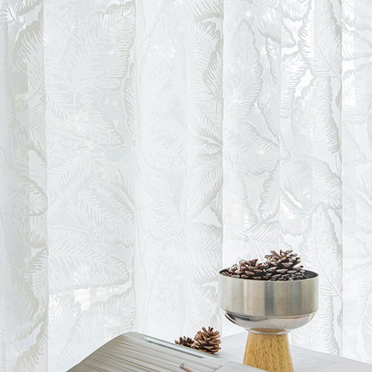 OPULENT PALM WHISPER Sheer Curtains