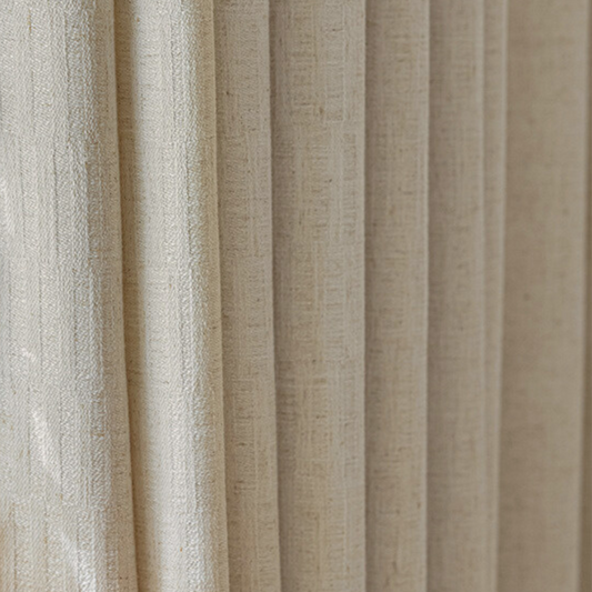 WHISPERING MEADOW Linen Curtains - Light Beige