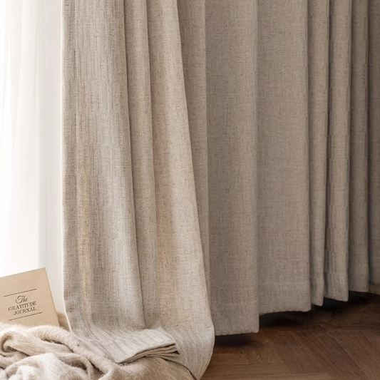WHISPERING MEADOW Linen Curtains - Warm Beige
