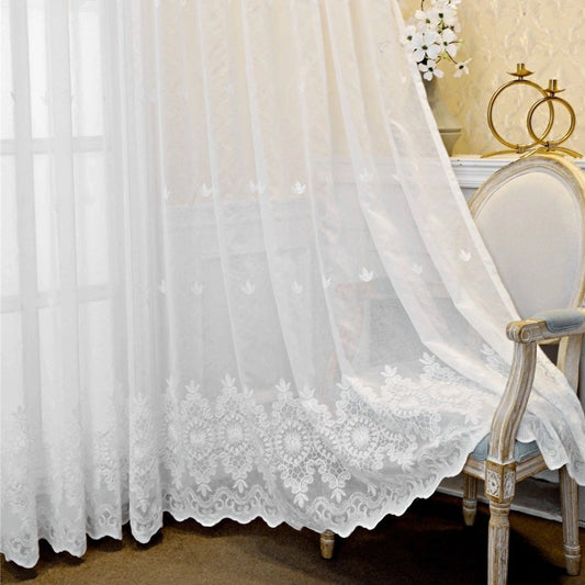 VICTORIAN VOGUE Embroidered Sheer Curtains - Home Curtains