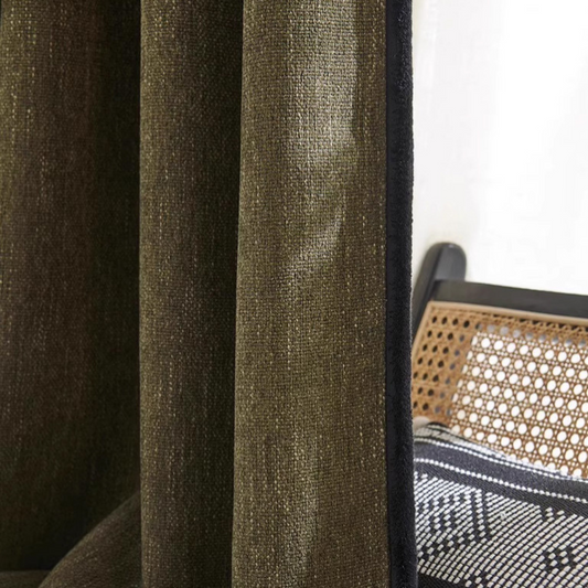 ANTIQUE EVERGREEN Chenille Blackout Curtains