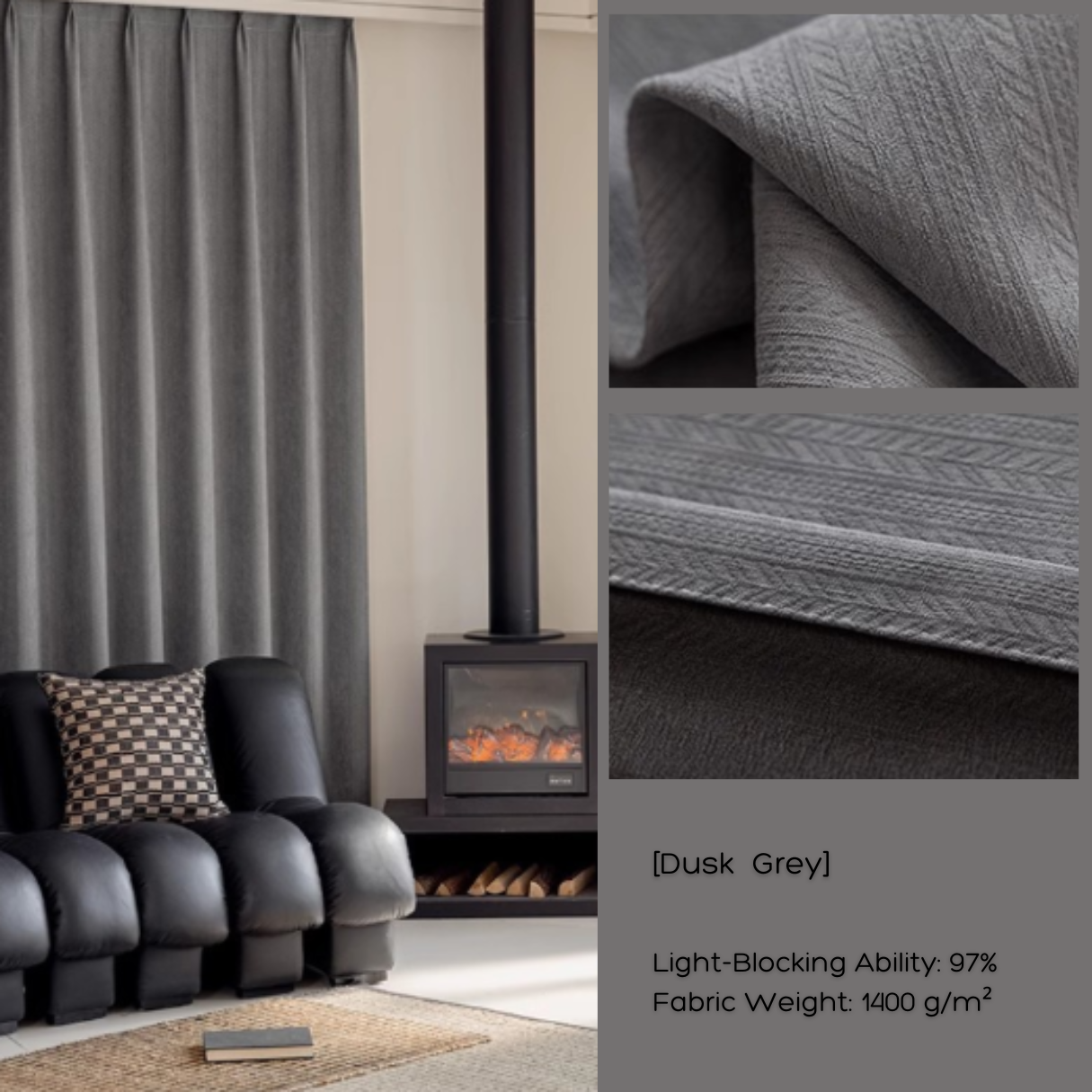 HERRINGBONE - HAVEN Chenille Blackout Curtains