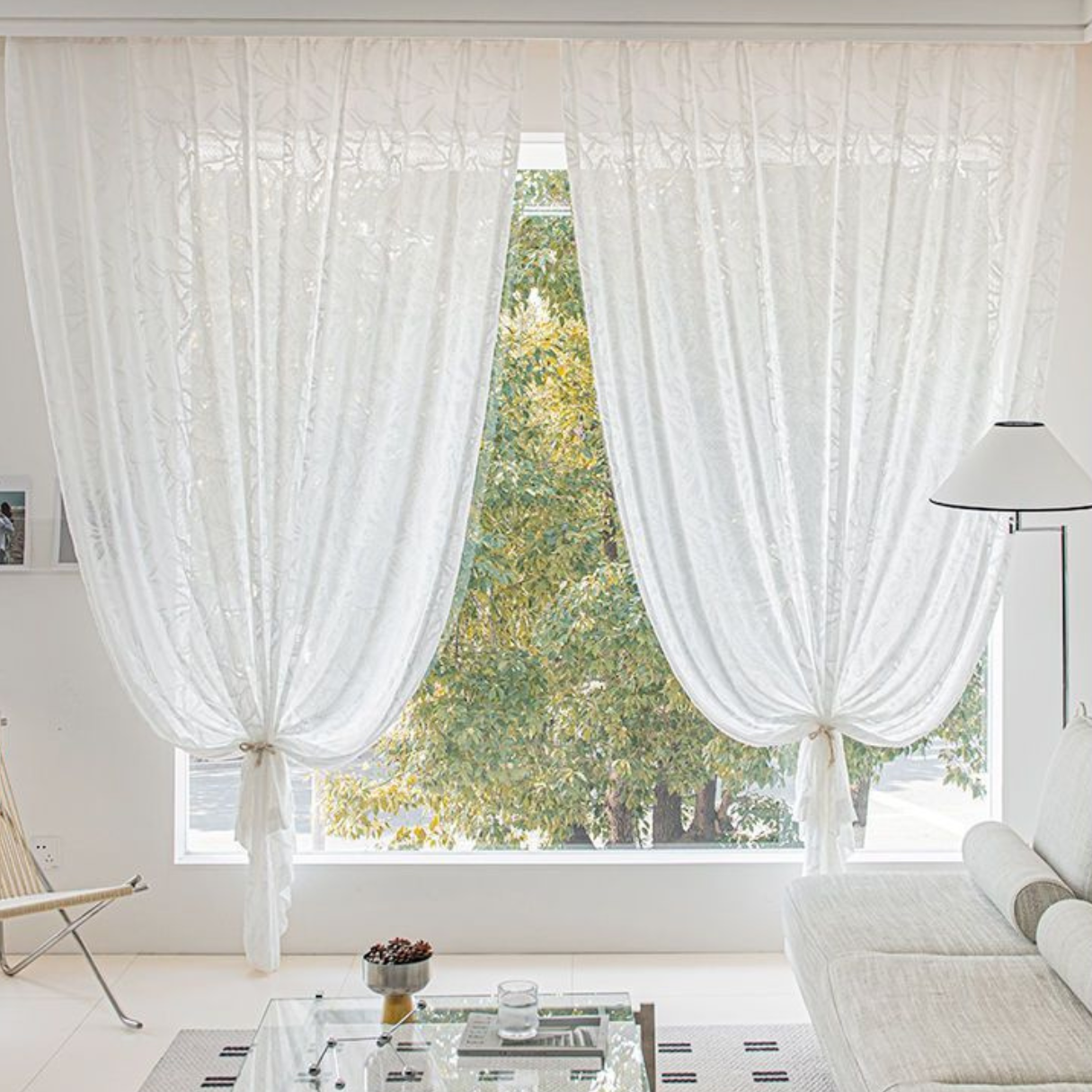 OPULENT PALM WHISPER Sheer Curtains