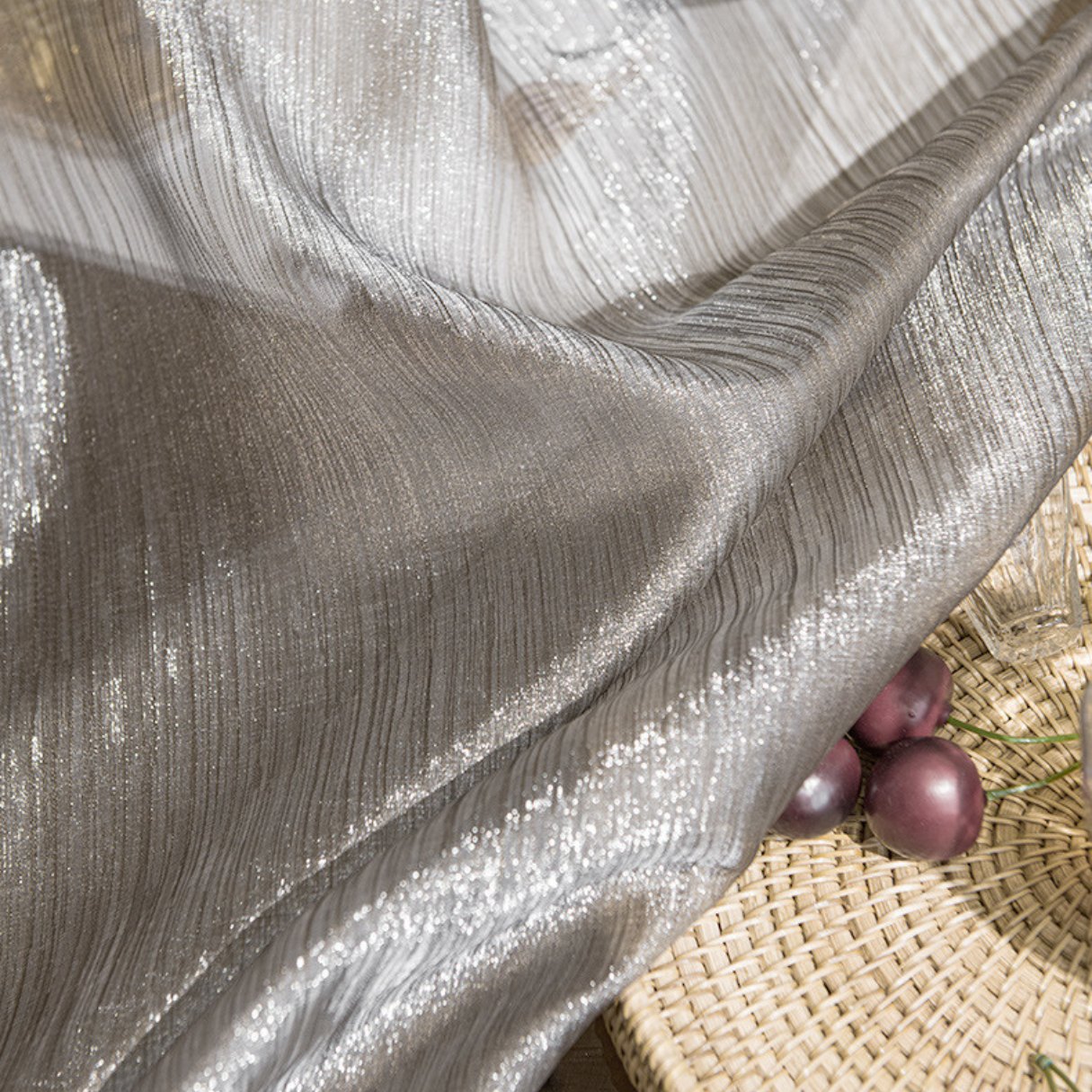 ÉCLAT VOILE Shimmering Sheer Curtain - Silvery Charcoal