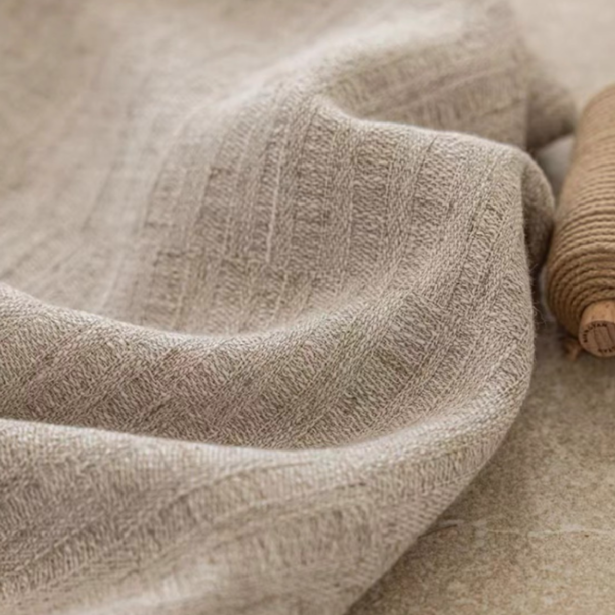 WHISPERING MEADOW Linen Curtains - Warm Beige
