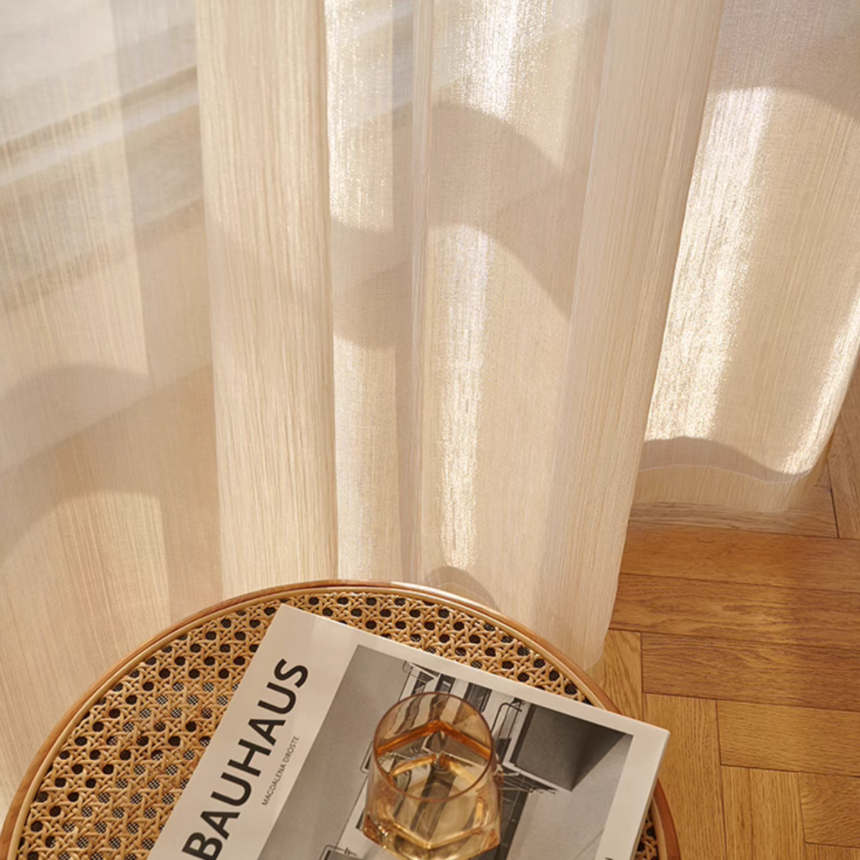 ÉCLAT VOILE Shimmering Sheer Curtain - Champagne Gold