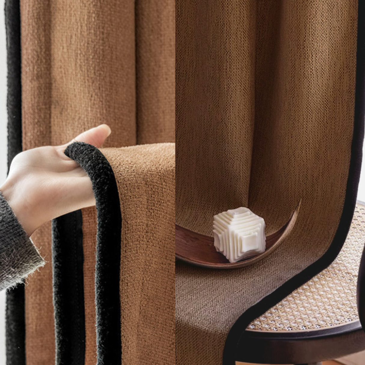 COCOA CASCADE Chenille Blackout Curtains