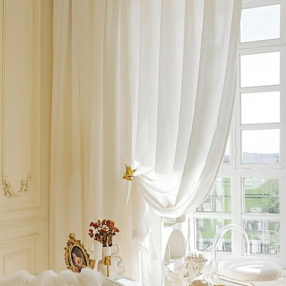 CHÂTEAU WHISPER Sheer Curtains - Ivory White