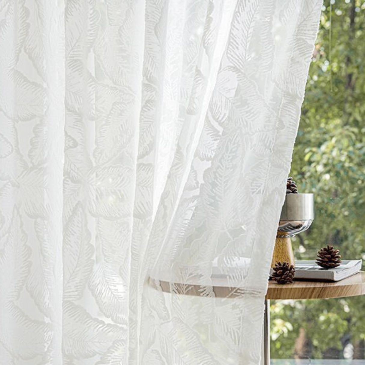 OPULENT PALM WHISPER Sheer Curtains