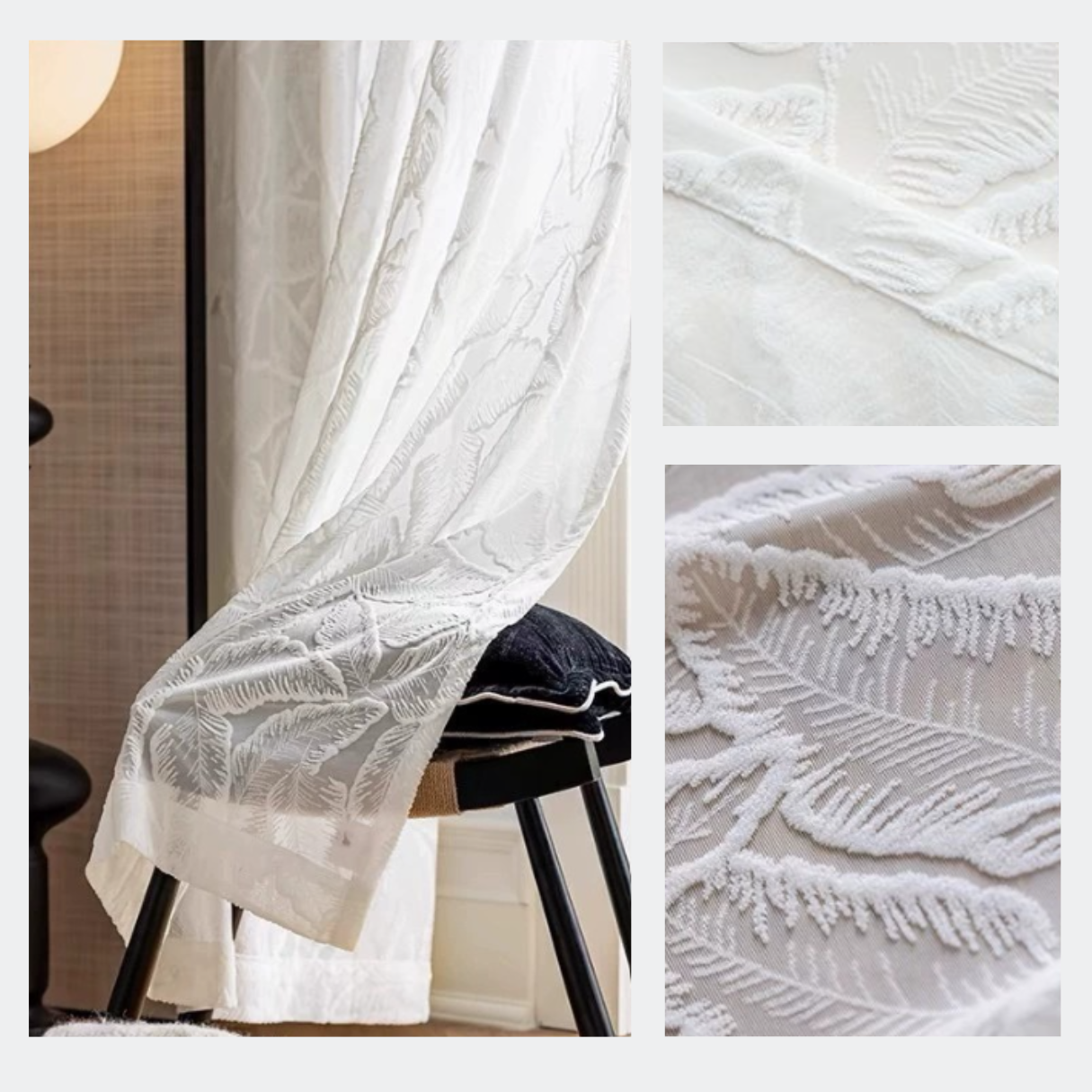 OPULENT PALM WHISPER Sheer Curtains