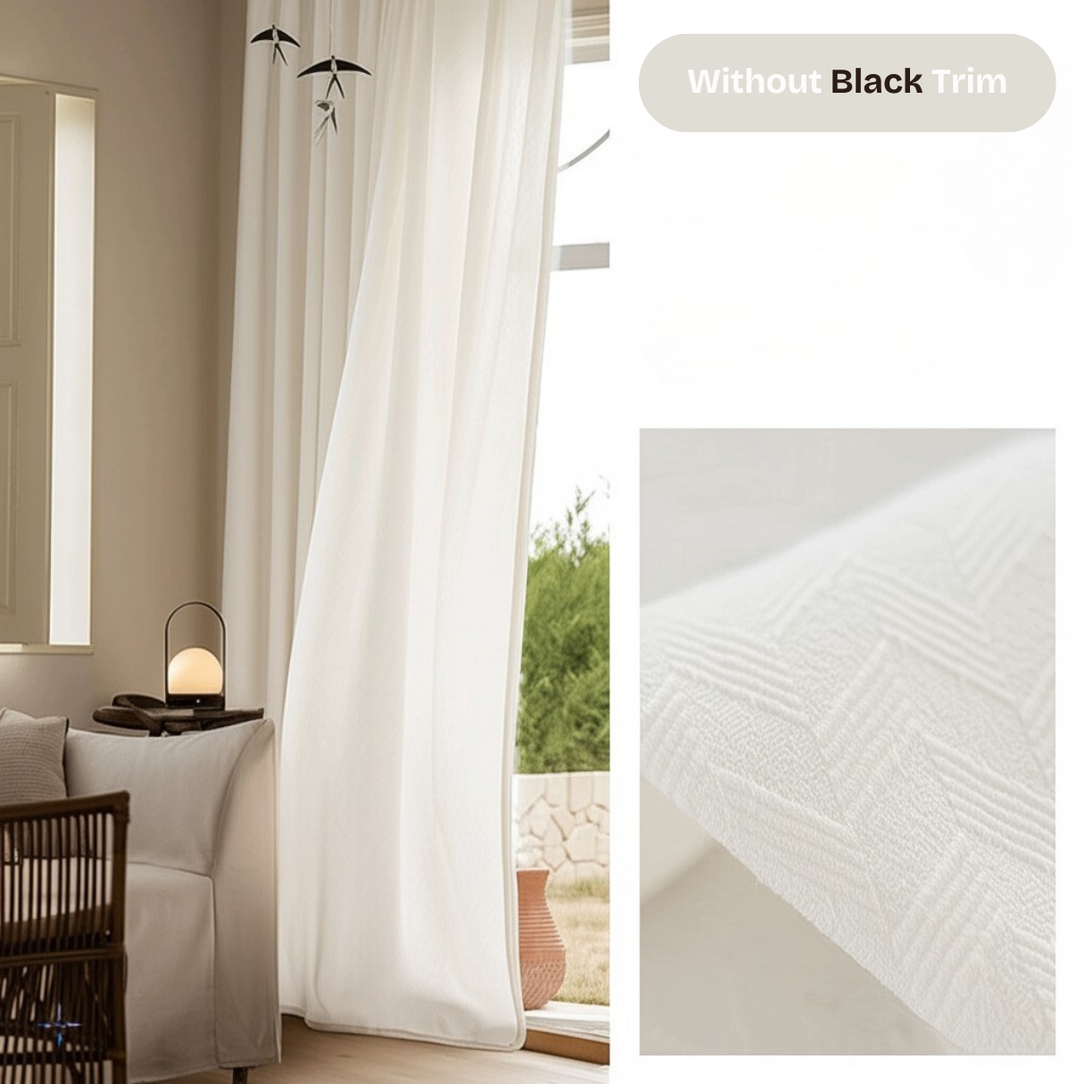 SCULPTED LATTICE VEIL Sheer Curtains - Ivory