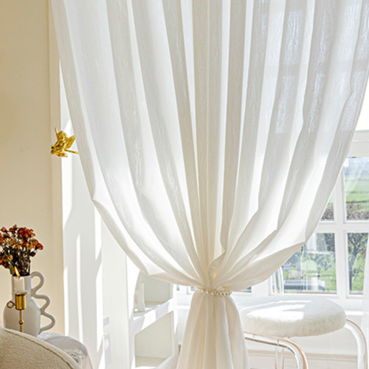CHÂTEAU WHISPER Sheer Curtains - Ivory White