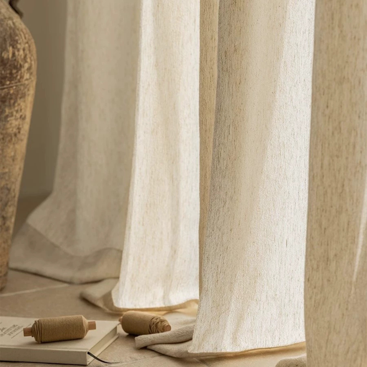 SUNLIT FLAX - Linen Sheer Curtains