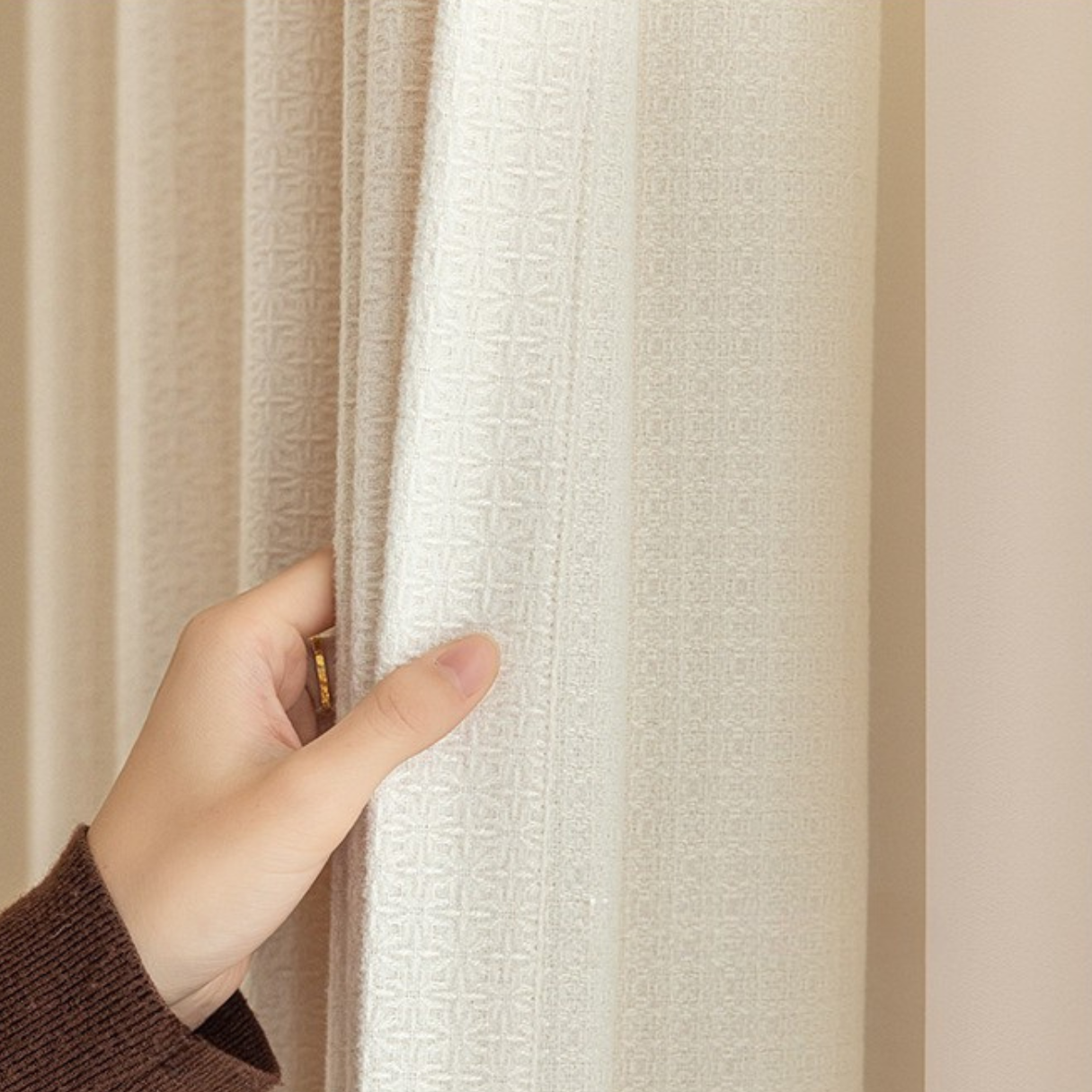 ÉLISE CRÈME Chenille Blackout Curtains