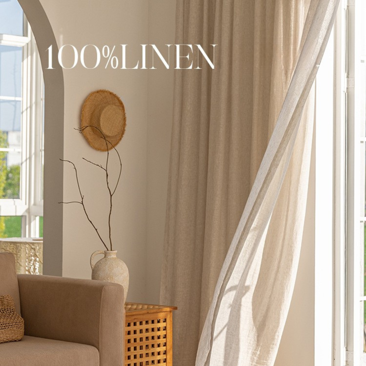MAISON DU LIN - French Linen Curtains in Sandstone Beige