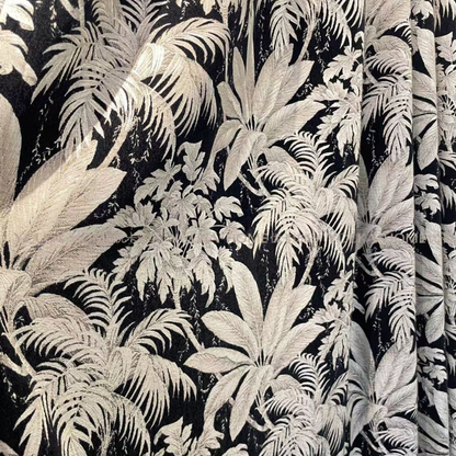 Noir Botanica Chenille Blackout Curtains