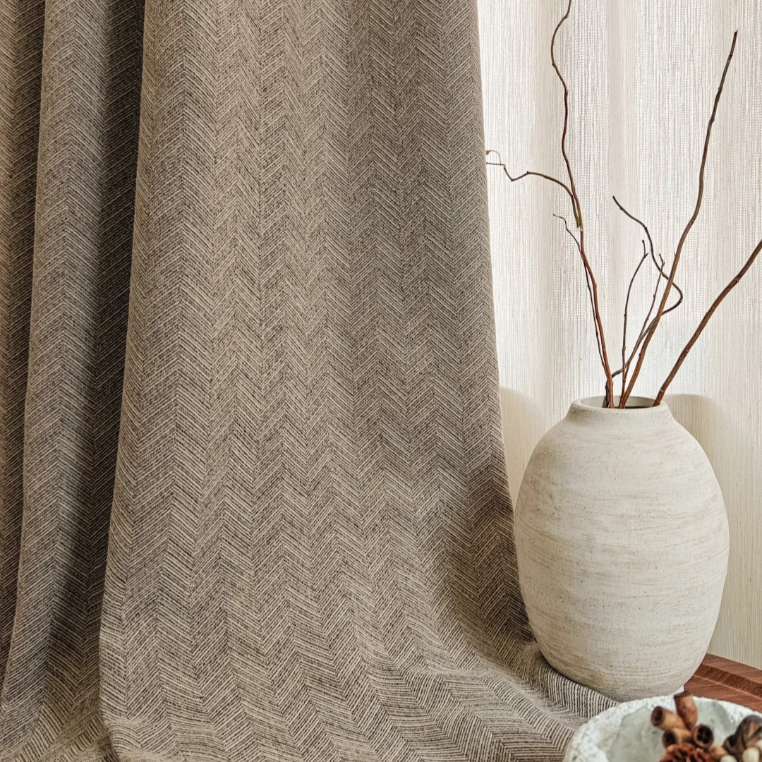 ESTATE LUXE Architectural Herringbone Curtains