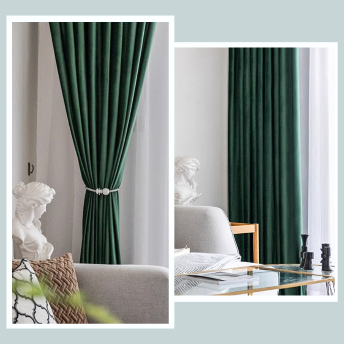 SILKMAJESTY VELVET DELIGHT EMERALD GREEN Blackout Curtains
