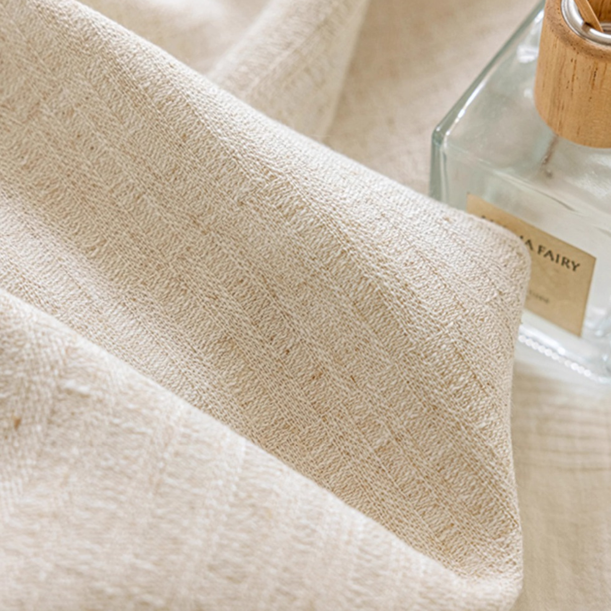 WHISPERING MEADOW Linen Curtains - Light Beige