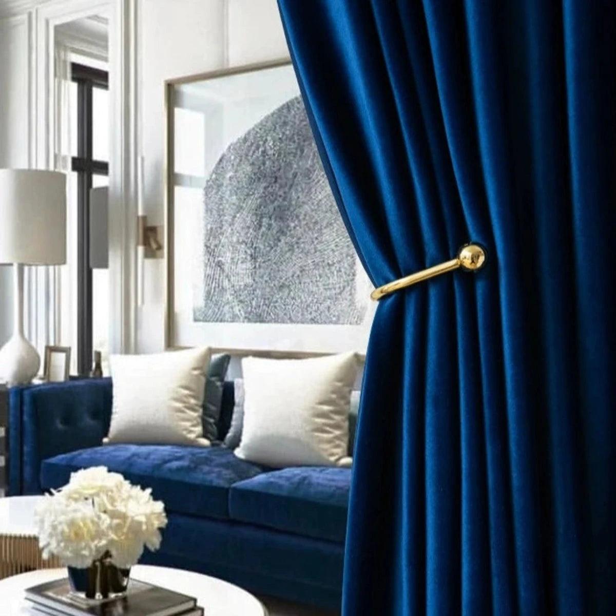 VELVETYWHISPER FLANNELLUXE BLUE Velvet Blackout Curtains - Home Curtains