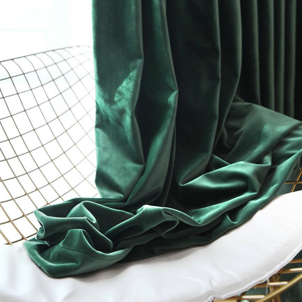 SILKMAJESTY VELVET DELIGHT EMERALD GREEN Blackout Curtains - Home Curtains