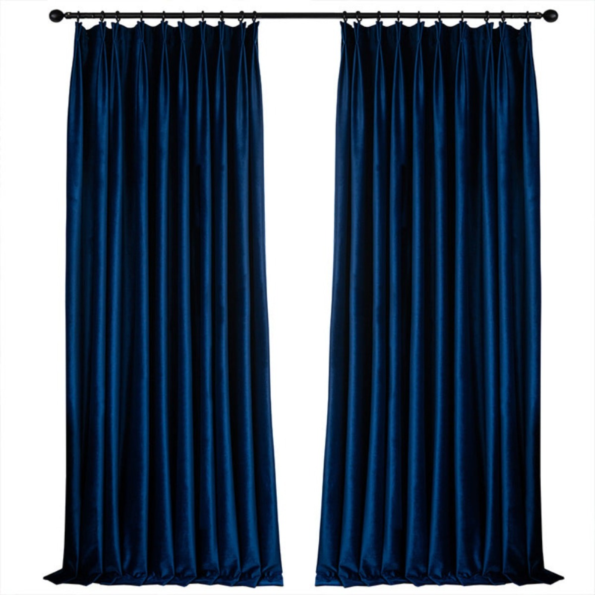 VELVETYWHISPER FLANNELLUXE BLUE Velvet Blackout Curtains