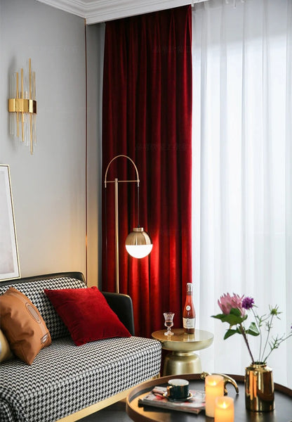 MAJESTICRED High Shading Velvet Blackout Curtains - Home Curtains