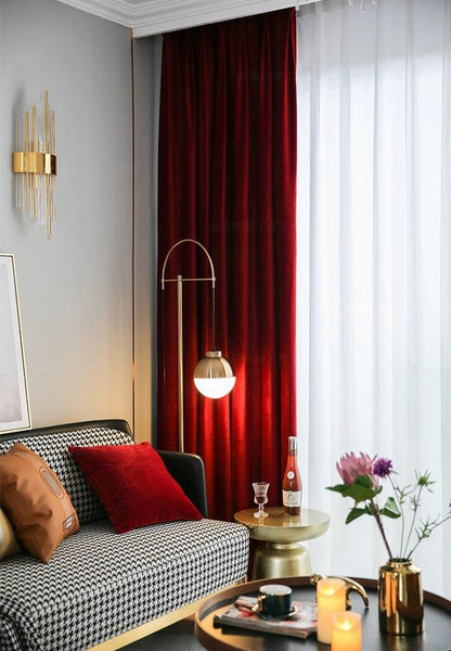 MAJESTICRED High Shading Velvet Blackout Curtains - Home Curtains