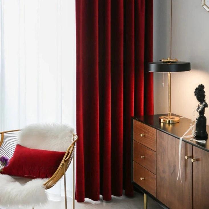 MAJESTICRED High Shading Velvet Blackout Curtains - Home Curtains