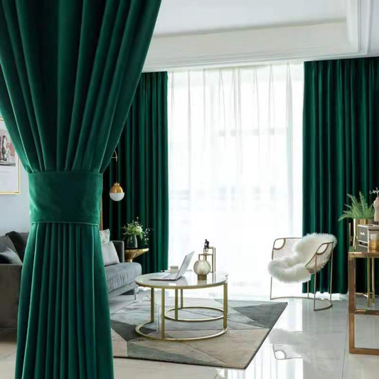 ROYALOBSCURA FLEECE BERYL Velvet Blackout Curtains - Home Curtains