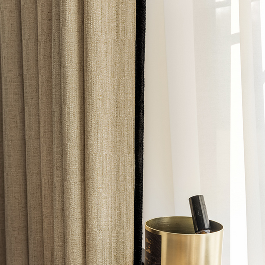 WHISPERING MEADOW Linen Curtains - Sand Beige