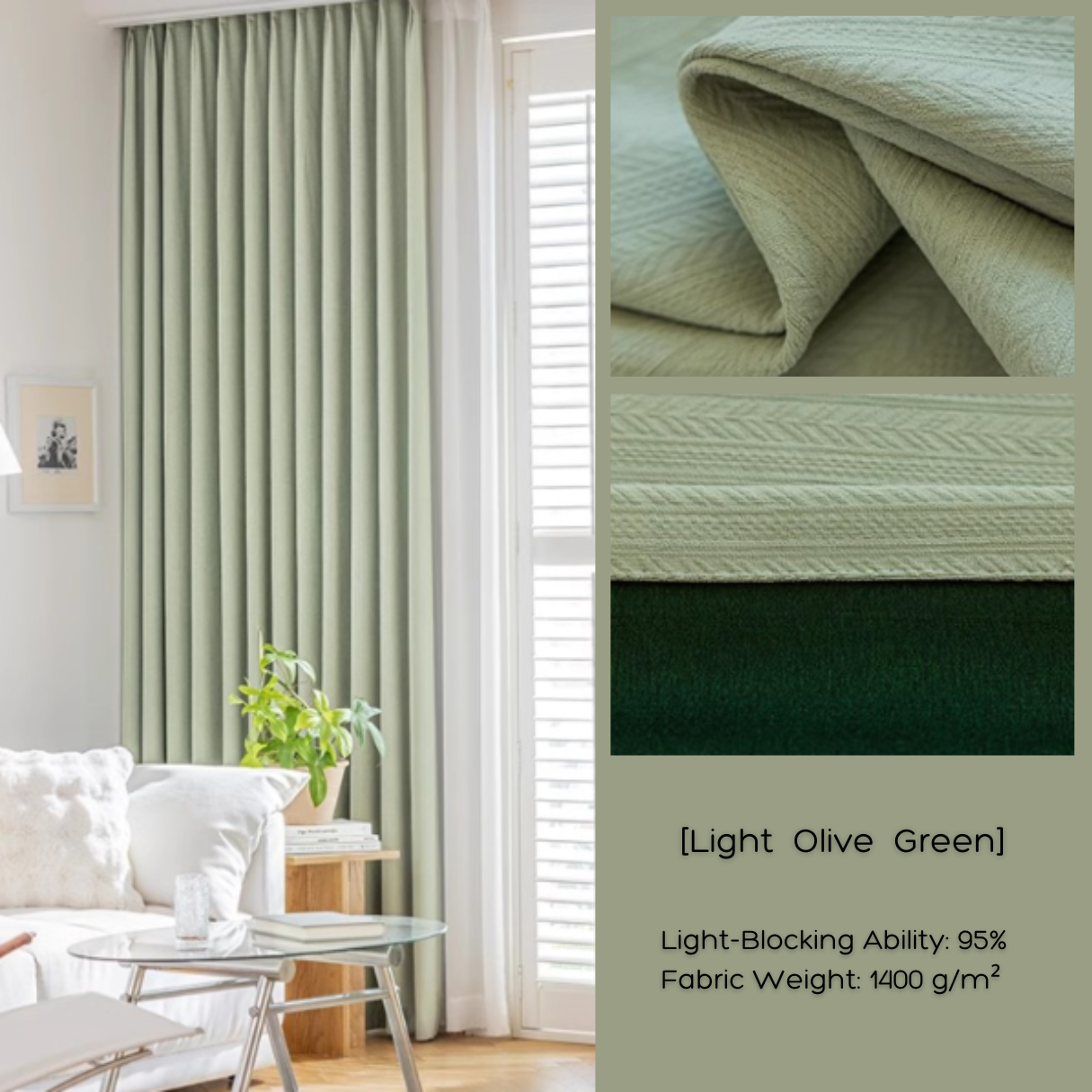 HERRINGBONE - HAVEN Chenille Blackout Curtains