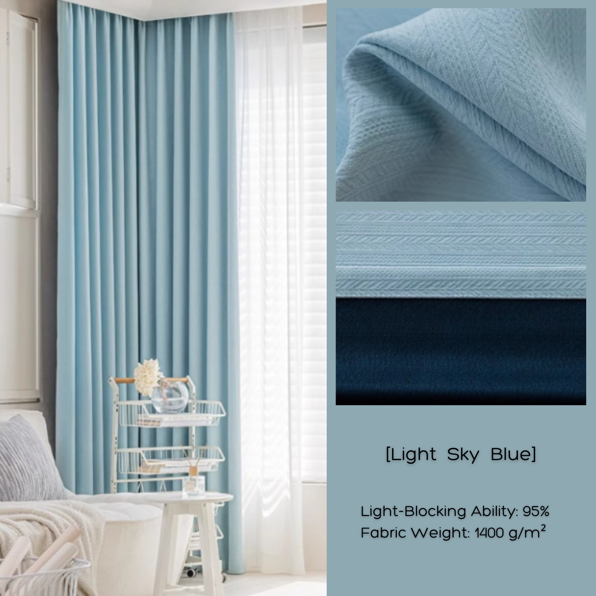 HERRINGBONE - HAVEN Chenille Blackout Curtains
