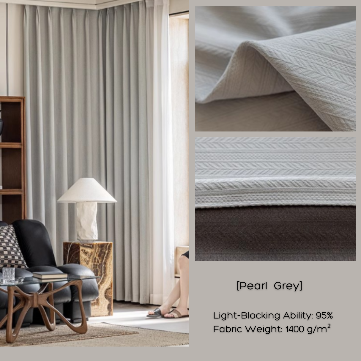 HERRINGBONE - HAVEN Chenille Blackout Curtains
