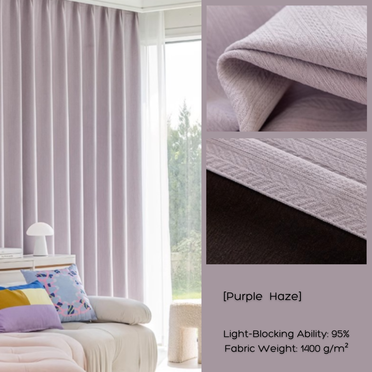 HERRINGBONE - HAVEN Chenille Blackout Curtains