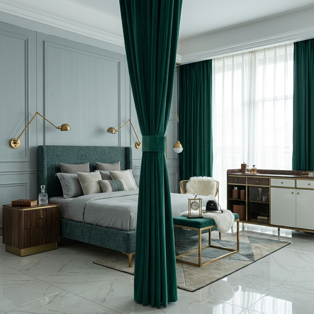 MERIN-O-Z REGAL EMERALD Velvet Blackout Curtains